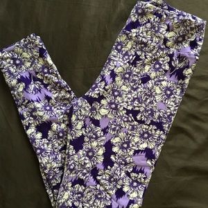 Leggings OS Purple with flowers